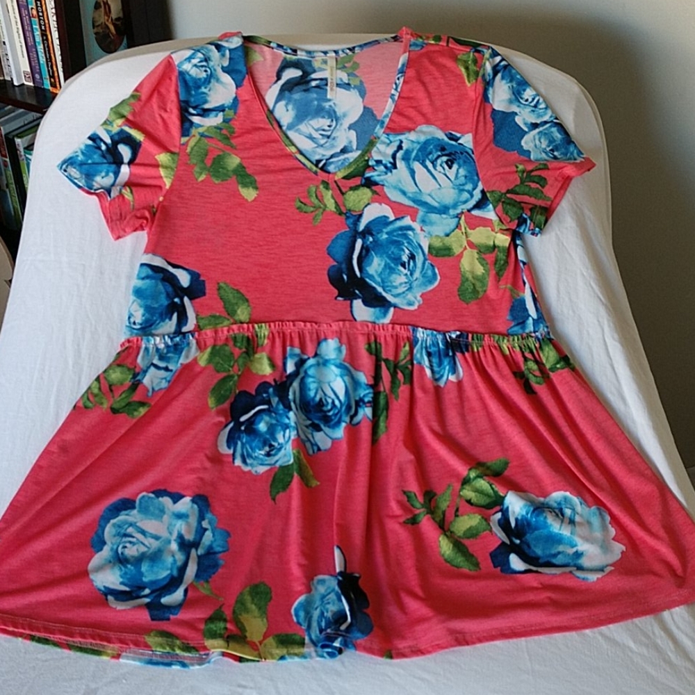 Lime n Chili babydoll pink floral shirt